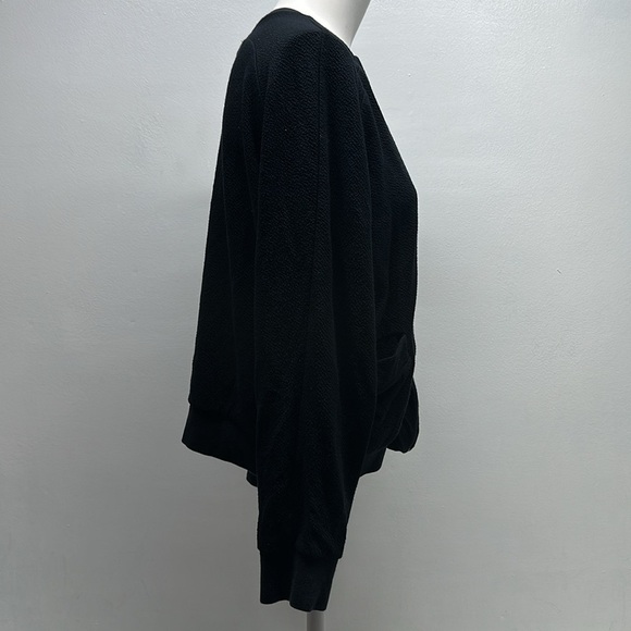 Ganni Miss Marple Bomber Jacket Coat Full Zip Pockets Textured Black Size Large - Picture 3 of 9